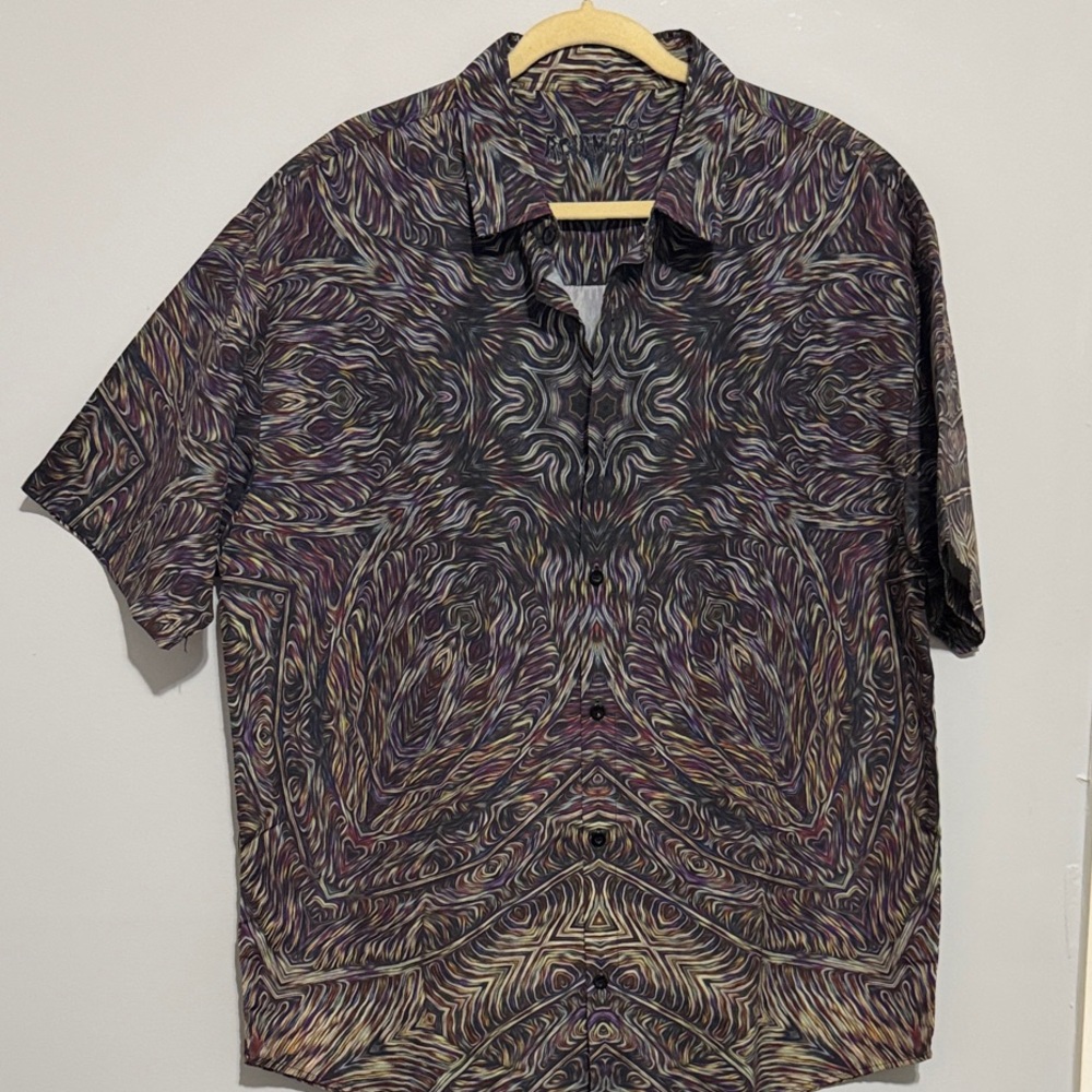 Men's Patterned Short Sleeve Shirt Psychedelic Design